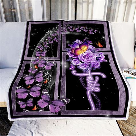 Butterfly Blanket Faith Purple Butterfly Fleece Blanket Homefavo