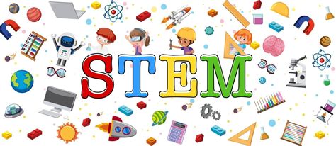 Colourful STEM education logo with learning elements 2861341 Vector Art ...