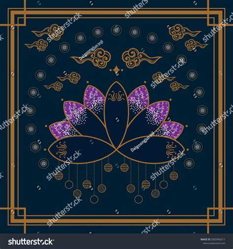 Korean Traditional Pattern Lotus Symmetrical Royalty Free Stock Vector 2005966511