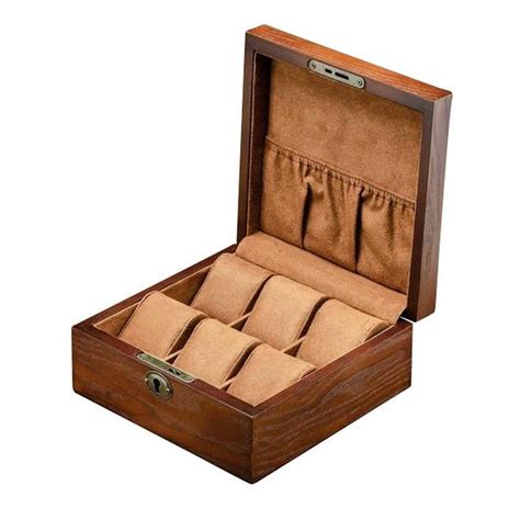 Brown Retro Wooden Watch and Jewelry Storage Box with Key - Innovato Design