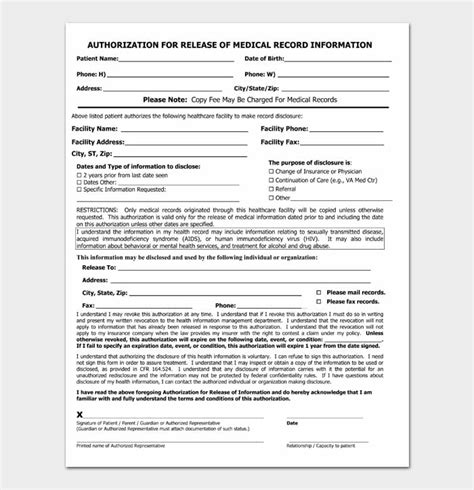 Free Medical Release Form Templates Word Pdf Docformats