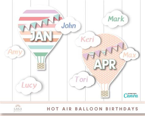 Classroom Birthday Display Hot Air Balloon Birthday Board Bulletin Board Birthday Sign