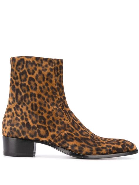 Saint Laurent Wyatt Leopard Print Mm Boots Farfetch