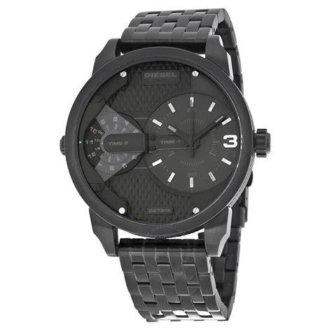Diesel Mini Daddy Black Dual Time Dial Black Ion-plated Men's Watch ...