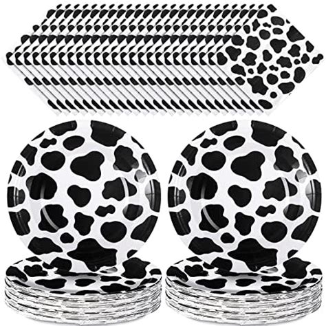 Spakon Cow Print Birthday Party Supplies Cow Plates 7 Inch