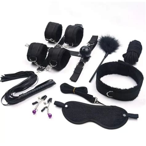SEXY LINGERIE NYLON LEATHER BDSM BONDAGE SET SEX HANDCUFFS WHIP ROPE BLINDFOLD EUR