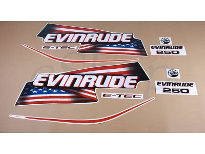 Evinrude 250 Hp E Tec USA Flag 2004 2009 White Set Eshop Stickers