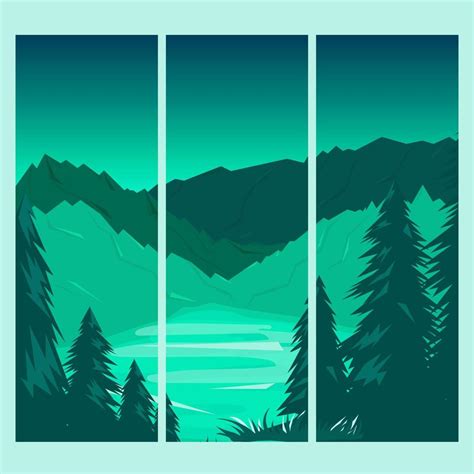 landscape set. Flat mountains Flat design style vector illustration ...