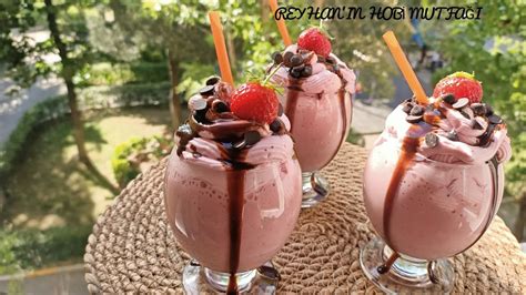 ÇİLEKLİ MİLKSHAKE TARİFİ 5 DAKİKADA HAZIR Evde Milkshake Nasıl