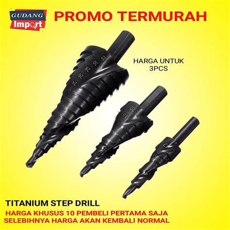 Step Drill Mata Bor Pagoda Kerucut Hitam Pembolong Pelubang Besi Mm