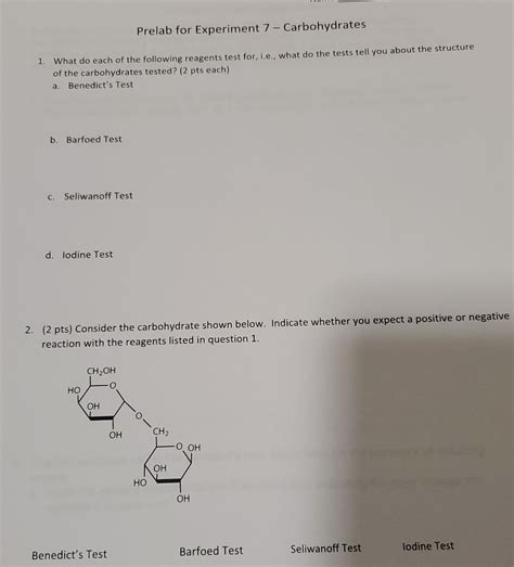 Solved Prelab For Experiment 7 Carbohydrates 1 What Do Chegg