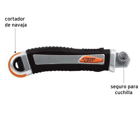 Cutter 18 mm trabajo pesado c alma metálica y grip Truper Expert Código