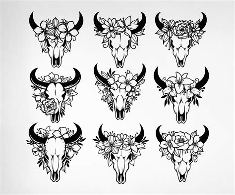 Cow Skull Boho Svg Cow Skull Boho Svg Bundle Cow Skull With Etsy