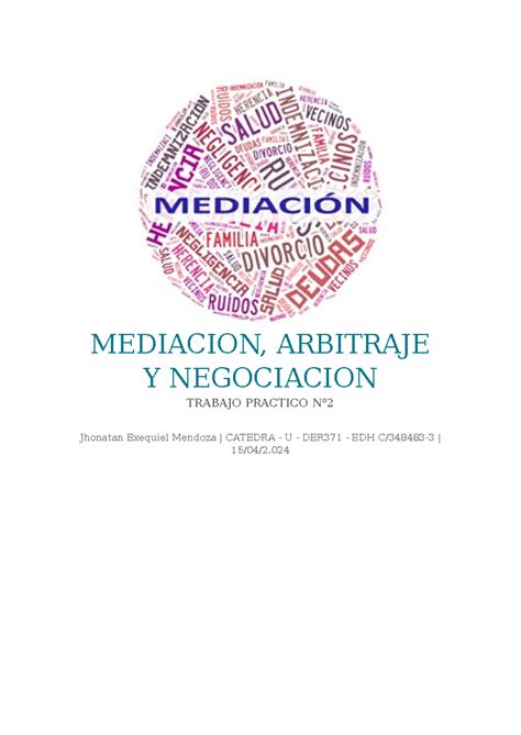 Trabajo Practico N Mediacion Arbitraje Y Negociacion Trabajo