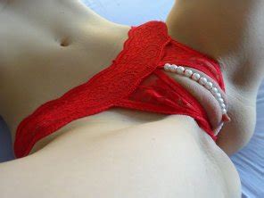 My Red Crotchless Pearl Panties F Porn Pic