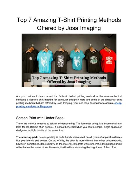 Ppt Top 7 Amazing T Shirt Printing Methods Offered By Josa Imaging