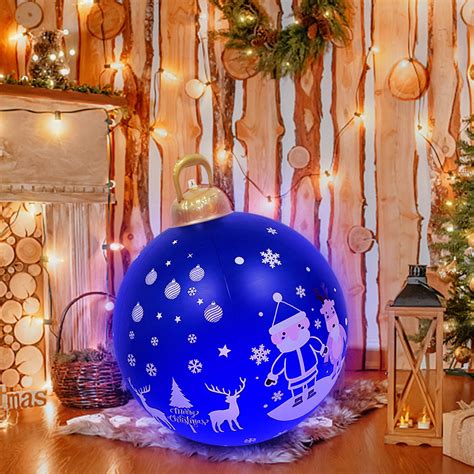 Tutunaumb Light Up Pvc Inflatable Christmas Ball Inch Large Outdoor