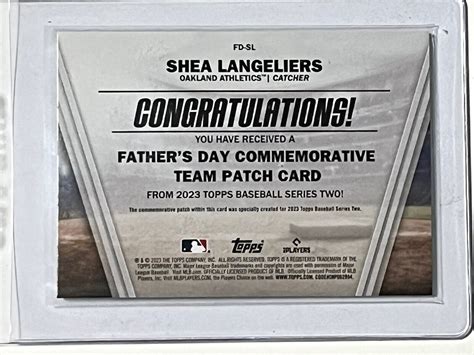 Shea Langeliers Topps Series Father Days Patch Card Fd Sl