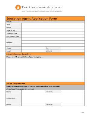 Fillable Online Education Agent Application Form Doc Fax Email Print