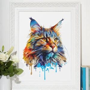 Maine Coon Cat Png Colorful Maine Coon Sublimation For Etsy