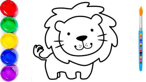 mari belajar  menggambar melukis singa menggambar  mewarnai