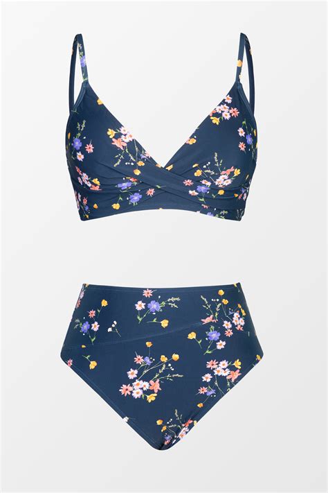 Ditsy Floral Bikini Top High Waisted Bottoms Set