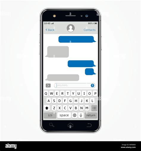 High Detailed Realistic Smartphone Chatting Sms App Template Speech