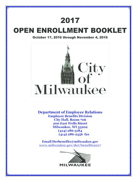 Fillable Online City Milwaukee OPEN ENROLLMENT BOOKLET City Milwaukee