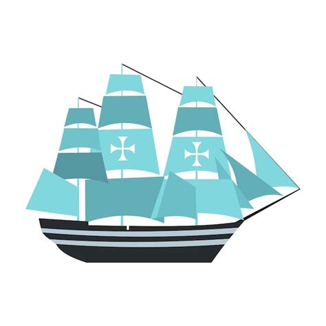 Premium Vector Columbus Ship Icon In Flat Style Isolated On White