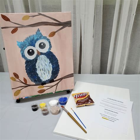 Adult Virtual Owl Canvas Paint Pre-Recorded Lesson - A Sprinkle of Fun