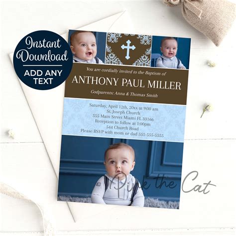 Free Printable Customizable Baptism Invitation Templates Canva