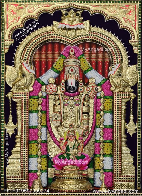 Thirupathi Balaji Perumal Lakshmi 3d Embossed Tanjore Painting