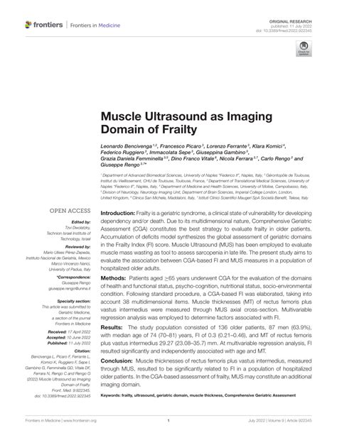 Pdf Muscle Ultrasound As Imaging Domain Of Frailty