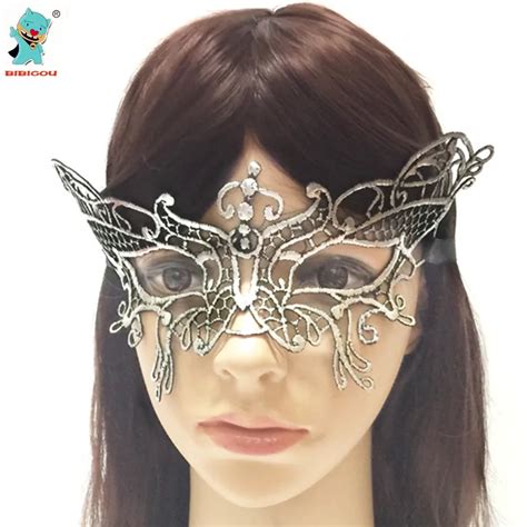 Bibigou Women Silver Butterfly Lace Mask Party Supplies Bud Silk Women Mask Party Sexy Hollow