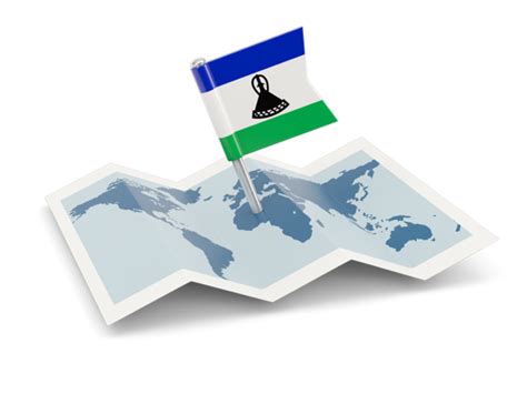 Flag pin with map. Illustration of flag of Lesotho