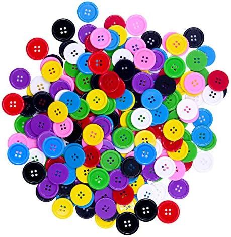 240 PCS In 8 Colors Round Multicolored 4 Holes Resin Buttons 25mm For