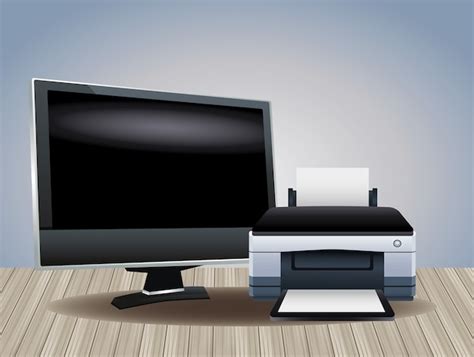 Premium Vector | Printer hardware machine and monitor computer devices