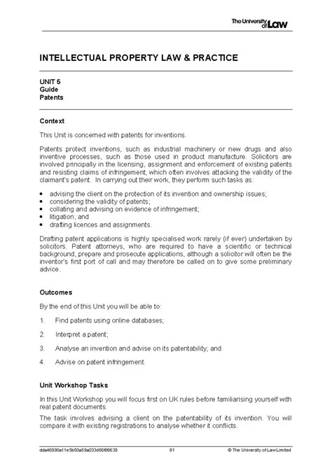 2324 ip ws05 ce01 guide - INTELLECTUAL PROPERTY LAW & PRACTICE UNIT 5