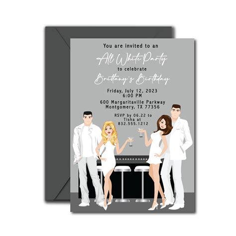 All White Party Invitation White Birthday Party Invite - Etsy