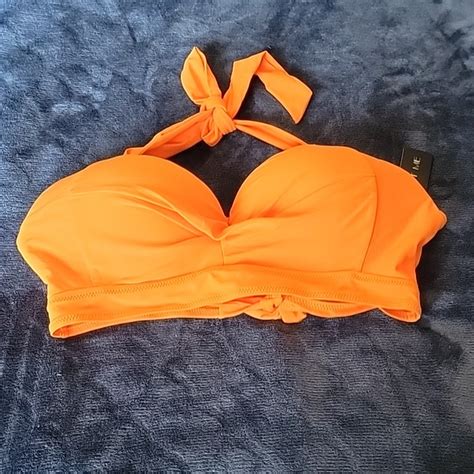 Tempt Me Swim Nwt Tempt Me Push Up Halter Bikini Top Only Orange L Poshmark