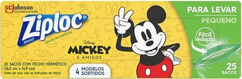 Ziploc Saco Herm Tico Disney Mickey E Amigos Organizador De Geladeira