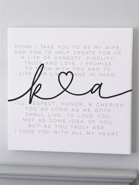 Wedding Vow Art Hand Lettering Canvas Song Lyric Art Wall Hanging