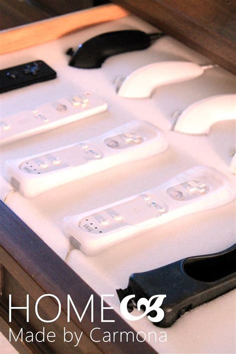 Video Game Controller Storage With Cut Foam Made To Fit In A Drawer For