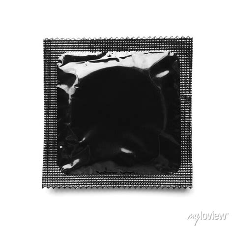 Black Condom Package On White Background Top View Safe Sex Wall Stickers Preservative