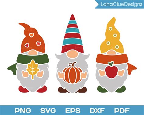 Fall Gnomes Svg Autumn Gnomes Silhouette Cut File Harvest Etsy