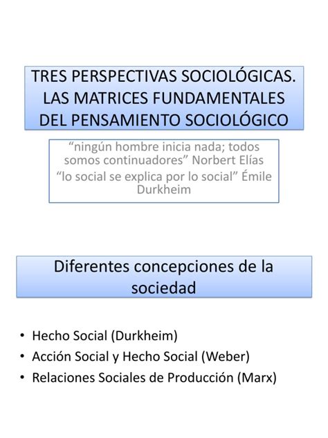 Tres Perspectivas SociolÓgicas Pptx Sociedad Sociología