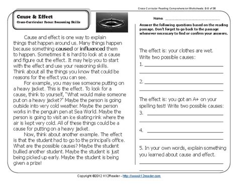 Cause And Effect 3rd Grade Worksheets