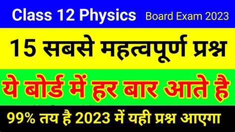 Class Physics Important Questions For Board Exam Class