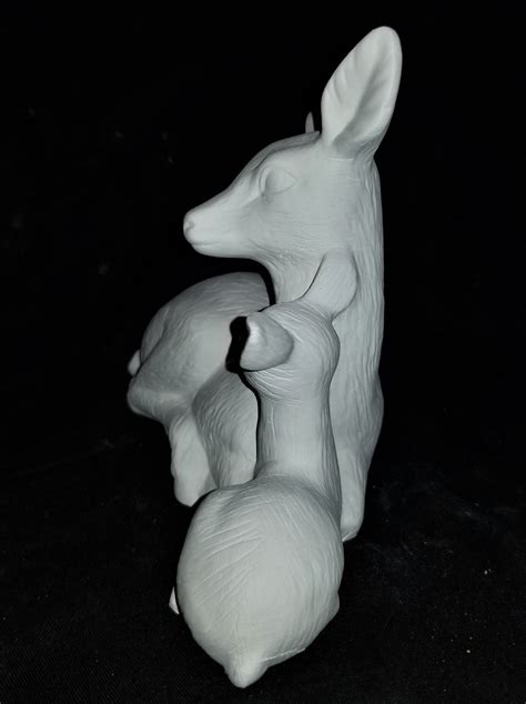 Unpainted Ceramic Bisque Deer Doe And Fawn Ready To Paint Diy Etsy