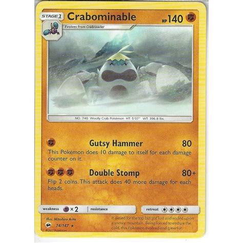 Pokemon Trading Card Game Crabominable Rare Sm Burning